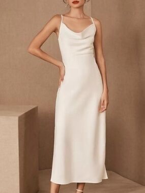 BHLDN- Cali Satin Midi Dress Ivory- Size 6